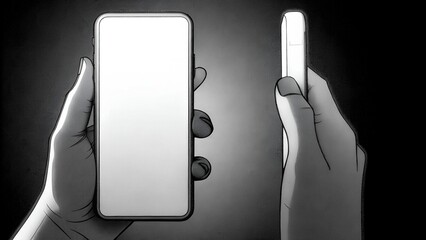 phone in hands:black and white element
