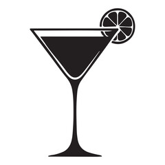 Martini Cocktail Silhouette with Lemon Twist