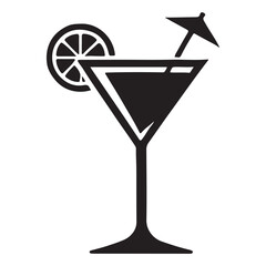 Cocktail Silhouette Refreshing Drink Icon Illustration