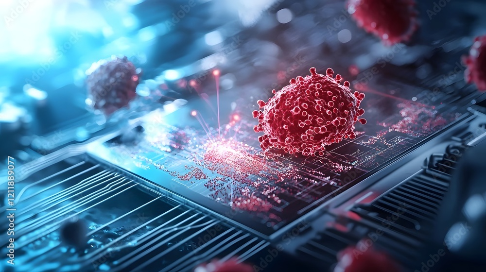 Poster a dynamic showcasing the potential of quantum computing in mapping cancer progression to unlock cruc