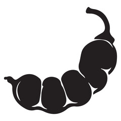 Tamarind Pod Silhouette Tropical Fruit Illustration
