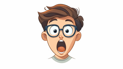Shocked boy, wide eyes, open mouth, cartoon style, white background, avatar