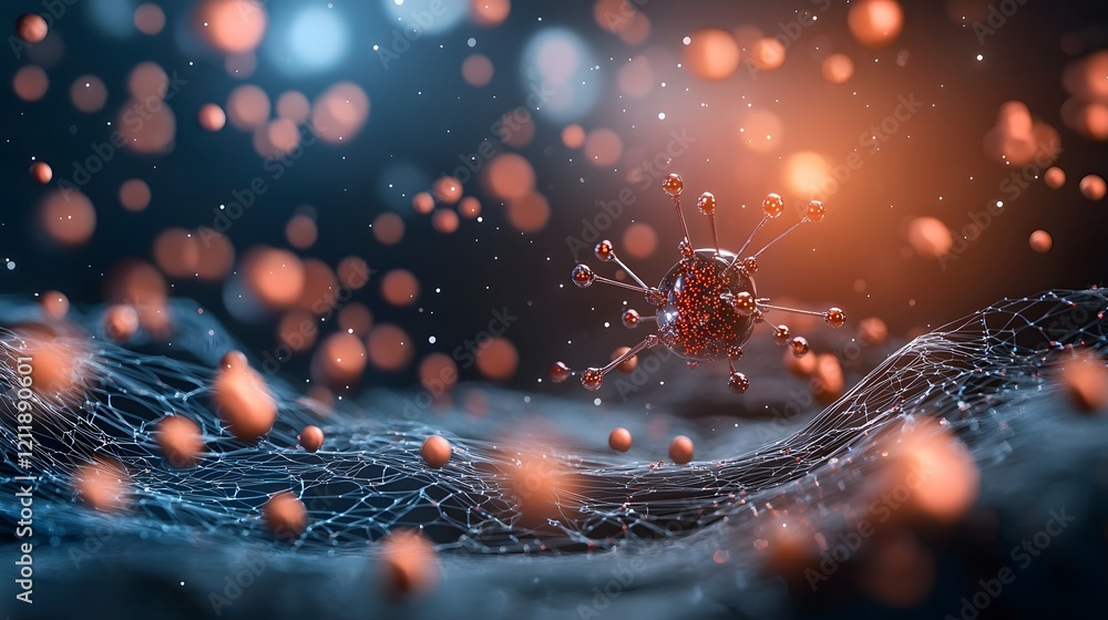 Poster sophisticated simulation of quantum computing technology designing nanorobots for precise and target