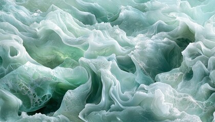 Naklejka premium Abstract Green And White Swirling Ice Formations