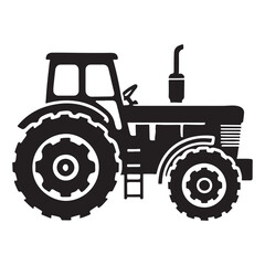 Detailed Tractor Silhouette Illustration for Farming