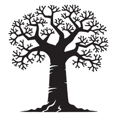 Baobab Tree Silhouette Vector Illustration