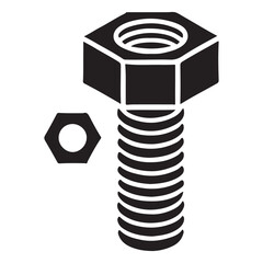 High-Quality Bolt and Nut Silhouette Illustration