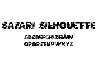 Safari Silhouette font for logo and headline. Isolated vector typeset