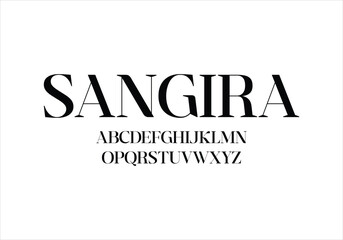 Sangira font for logo and headline. Isolated vector typeset