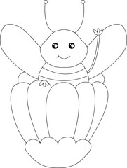 Waving bee coloring page for coloring book