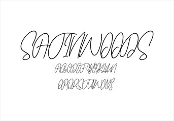 Satinwoods font for logo and headline. Isolated vector typeset