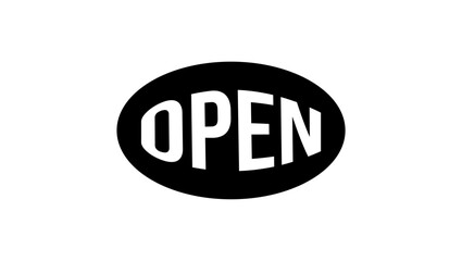 Open Sign, black isolated silhouette