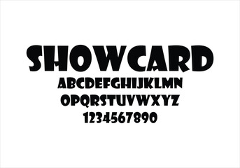 Show Card font for logo and headline. Isolated vector typeset