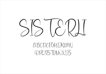 Obraz premium Sisterli font for logo and headline. Isolated vector typeset