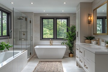 Modern Luxury Bathroom Design With Freestanding Tub
