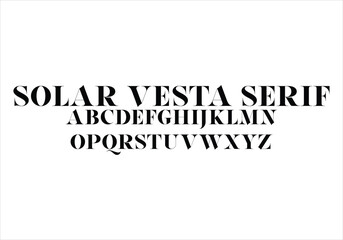 Solar Vesta Serif font for logo and headline. Isolated vector typeset