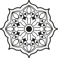 Hand drawn mandala design. Easy mandala Outline.  Vector mandala design. Mandala design for coloring