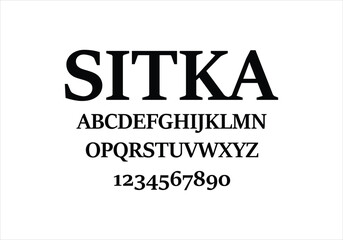 Sitka font for logo and headline. Isolated vector typeset