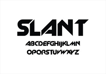 Slant font for logo and headline. Isolated vector typeset