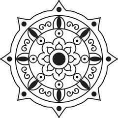 Hand drawn mandala design. Easy mandala Outline.  Vector mandala design. Mandala design for coloring