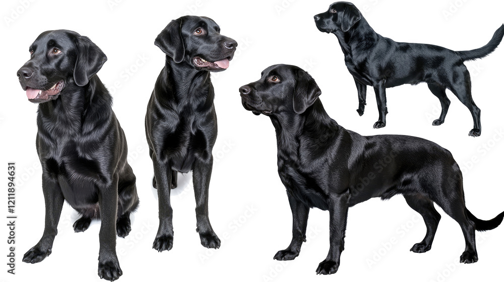 Poster playful black lab objects on clear background generative ai