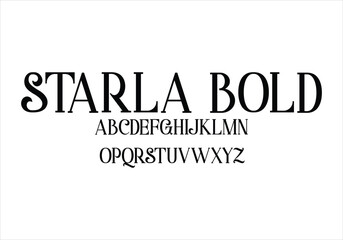 Starla Bold font for logo and headline. Isolated vector typeset