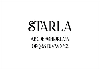 Starla font for logo and headline. Isolated vector typeset