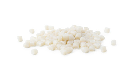 Pile of plastic granules isolated on white