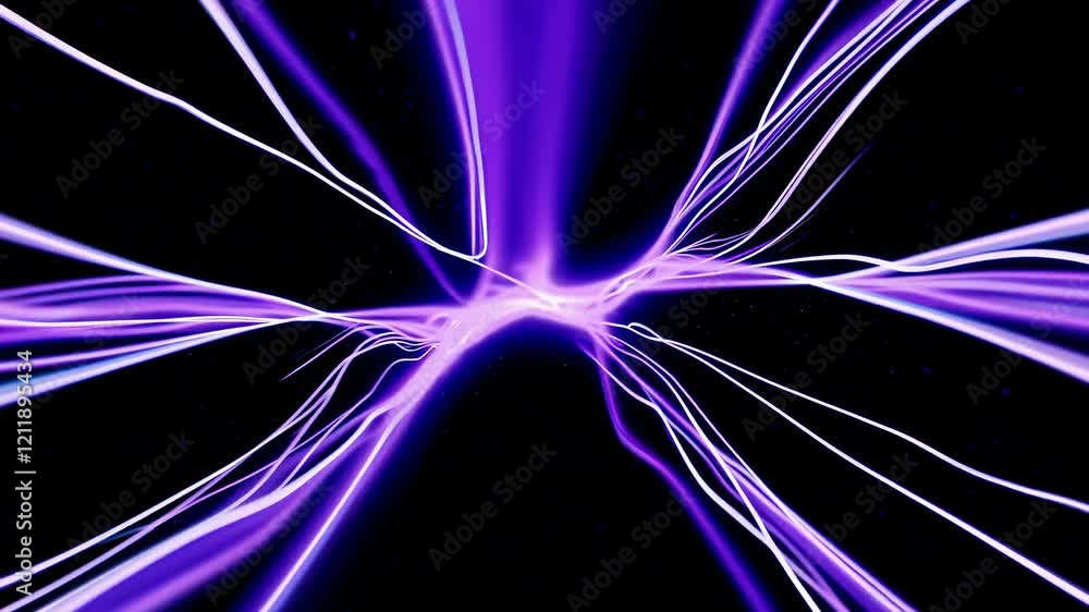 Poster Explore abstract visuals of energetic bursts and vibrant motion in a mesmerizing purple landscape with flowing lines and electric vibes