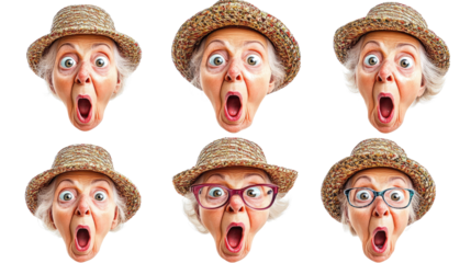Old Women Express Surprise With Hats and Glasses Generative AI