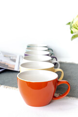 set of colorful cups