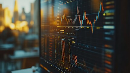 Stock market data displayed on a computer screen. (2)
