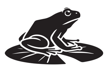 Silhouette Illustration of a Frog on a Lily Pad