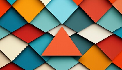 Abstract Geometric Pattern with Colorful Squares and Triangle