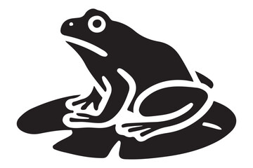 Silhouette Illustration of a Frog Sitting on a Lily Pad