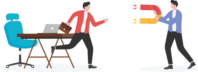 Incentive and welfare program for employee retention and hiring, building staffs loyalty reduce resignation rate for important talent, boss holding magnet to attract employee.
