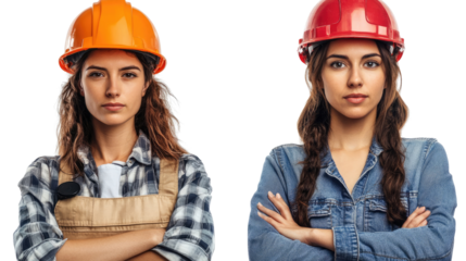 Female Engineer Portraits in Safety Helmets and Gear Generative AI