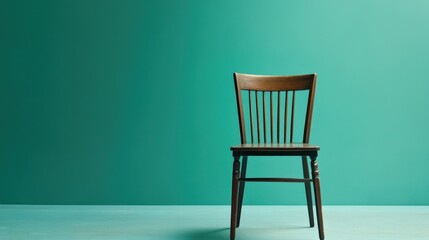 A classic carved wooden dining chair on a muted teal background