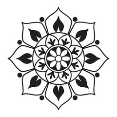Hand drawn mandala design. Easy mandala Outline.  Vector mandala design. Mandala design for coloring