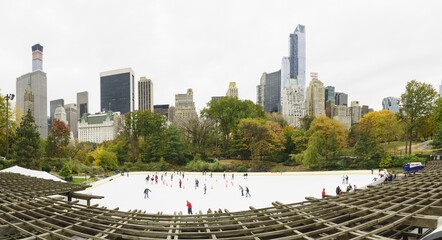 단풍,나무,스케이트,아이스링크,고층빌딩,센트럴파크,뉴욕,미국 © JinChang