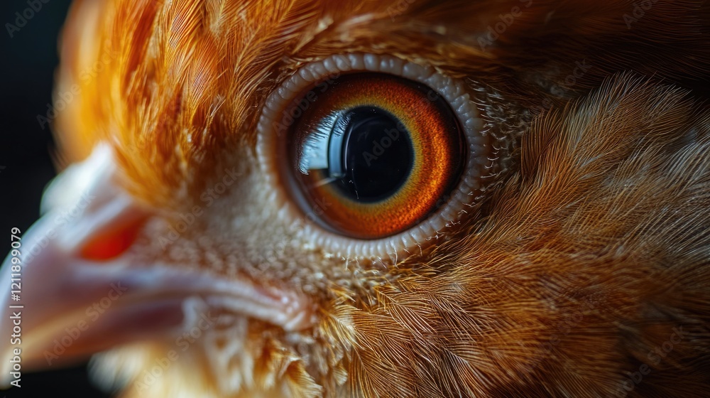 Poster close-up view of a bird's eye on a dark background