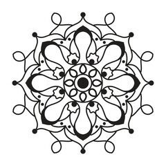 Hand drawn mandala design. Easy mandala Outline.  Vector mandala design. Mandala design for coloring