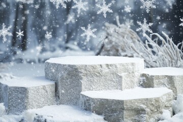 A large amount of snow sits atop a snowy ground, with no surrounding structures or objects