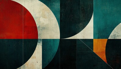 Abstract Geometric Composition Featuring Circles and Rectangles