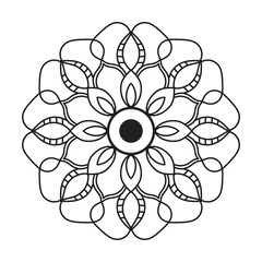 Hand drawn mandala design. Easy mandala Outline.  Vector mandala design. Mandala design for coloring 