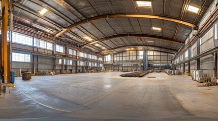 Obraz premium A panoramic view of a modern steel production facility with towering furnaces