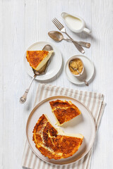 San Sebastian or Basque burnt cheesecake on plate