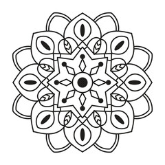 Hand drawn mandala design. Easy mandala Outline.  Vector mandala design. Mandala design for coloring
