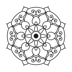 Hand drawn mandala design. Easy mandala Outline.  Vector mandala design. Mandala design for coloring
