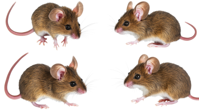 Surprised Mice in Various Poses Isolated Foreground Generative AI